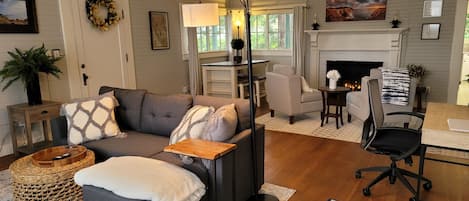 Living room and Sitting room with gas fireplace