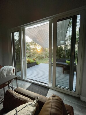 View to deck during sunset 