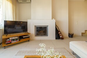 Large fireplace in the living room