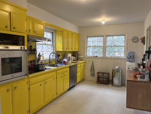 Yellow kitchen with convection oven