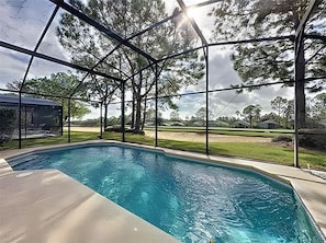 View from our pool deck looking over the 17th Fairway looking to the left