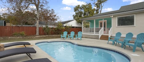 Backyard with heated pool