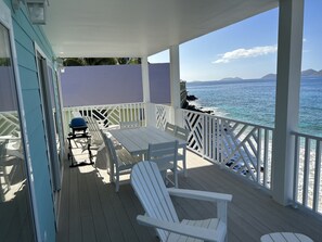 Huge terrace over looking the sea - dining table, 4 Adirondack chairs and bbq.