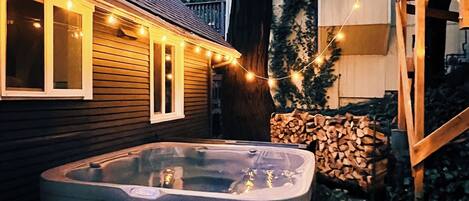 Experience ultimate relaxation in our luxurious private hot tub