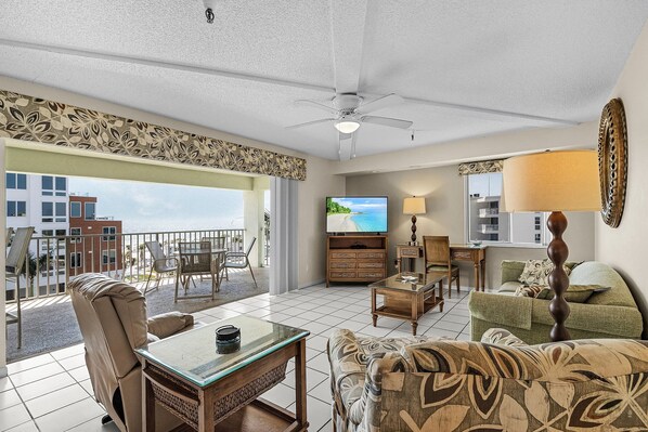 Living Room with Large Slider Door