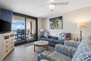 Unwind in Orange Beach with ocean views, a 55” TV, and board games for all!