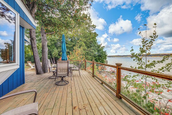 Suttons Bay Vacation Rental | 2BR | 1BA | Stairs Required | 850 Sq Ft