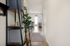 Front entry way looking into the living & dining room.