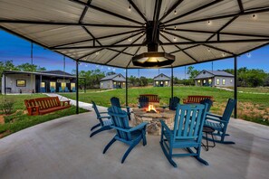 Gorgeous covered fire pit and seating
