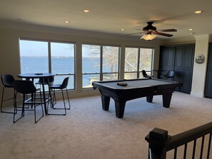 game room with awesome view of the lake