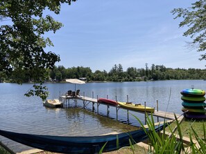 Relax in the two person hammock by the lake. 