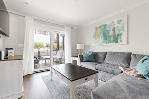Second floor living room with pullout sofa bed
