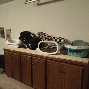 bonus area in the garage and pack light for infant....