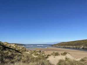 Crantock dunes and beach with Gannel river only 8-10 minutes walk from cottage