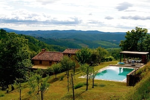 Looking at the pool terrace to the house 2 terraces lower & the eastern horizon