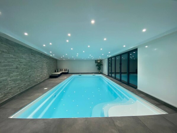 You will have exclusive access to our brand new indoor heated pool, which is set at a constant 32 degrees for your comfort, Perfect for babies and children. This area is totally private to you and your guests, enclosed and not overlooked.