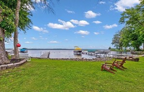 A summer view of the dock and Oneida Lake.