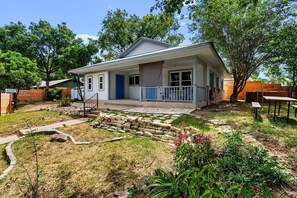 Large fenced private front yard