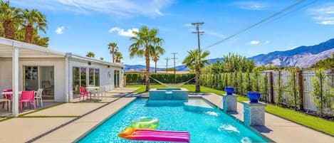 Enjoy the peace and serenity of this beautiful huge backyard and pool, listen to the water falls as you relax with your friends and family!