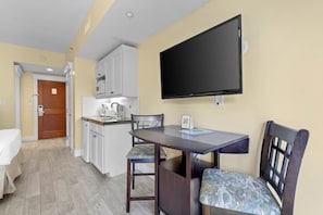 Dining area, large tv