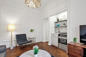 Living room and kitchenette