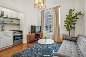 Living room and kitchenette