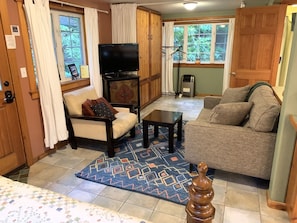 Living room area looking toward Murphy bed