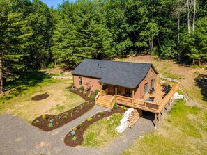 Aerial view of this charming Chalet. Yes, its private!