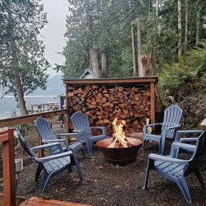 Fire pit with enough firewood to last you a lifetime!