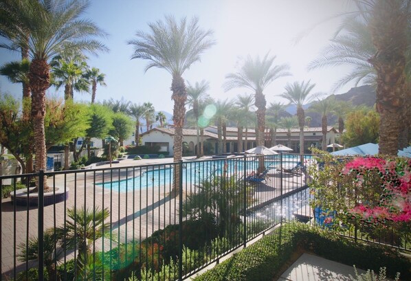 View of the family pool from our corner villa.