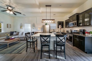 Open floor plan with living room and kitchen