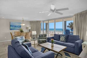 Living room and dining area