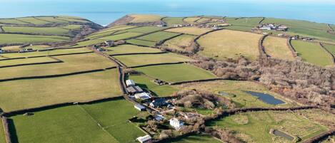 The surrounding countryside and sea at Millook View Farmhouse, Cornwall