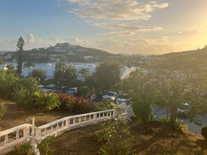 view from balcony after sunset