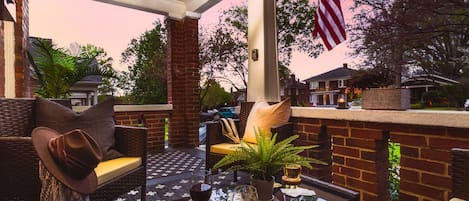 The front porch is a great place to catch up on today's headlines with your glass of wine or wait for your Uber before you head out for a night of fun in Charlotte!