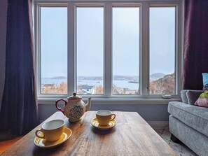 Tea with a view of Twillingate Harbour from the living room.