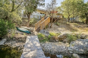 Stairs down to the dock from the house.