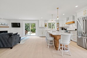 Kitchen with access to side deck