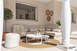 Outdoor lounge area.