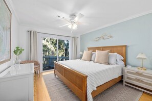 Large master with King sized bed and direct access to the back deck and gazebo