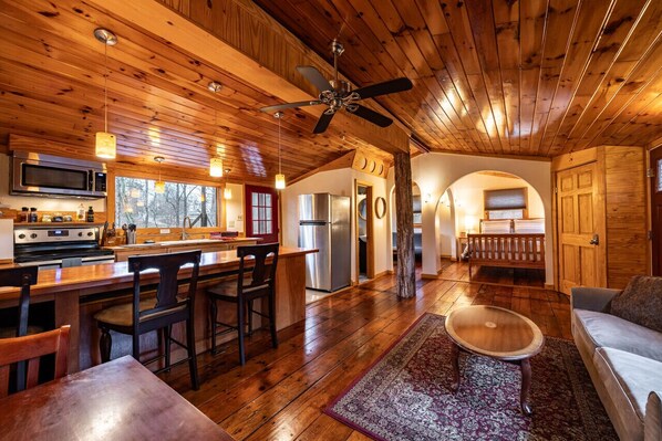 Living room and kitchen areas