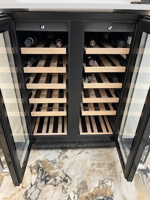 Wine refrigerator so guests who are staying longer can keep their wine properly