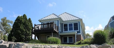 Rear view of house looking up from Lake Erie