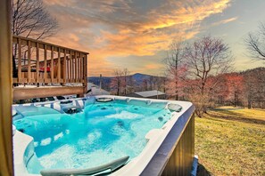 Yard | 7-Person Hot Tub | Mountain Views