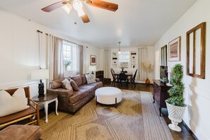 Industrial design meets modern luxury in this comfortable living area