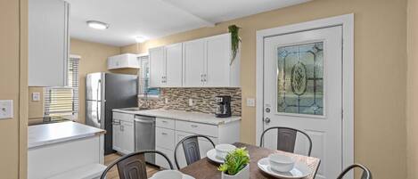 Formal dining in buffet style kitchen