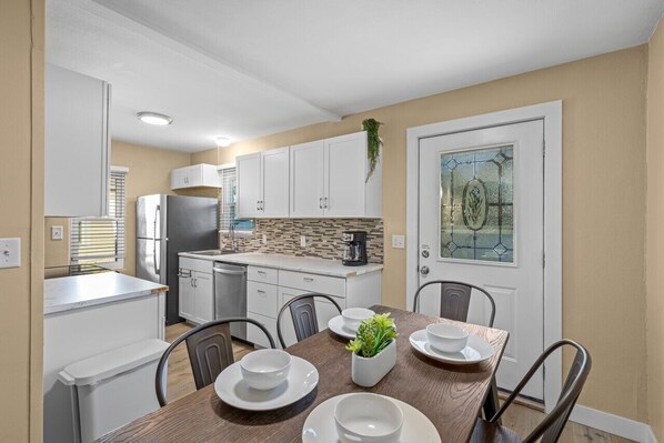 Formal dining in buffet style kitchen