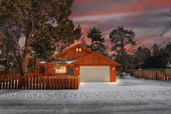 Evening view: Front of the property