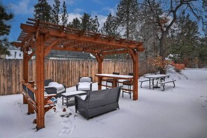 Lounge comfortably outside under the pergola