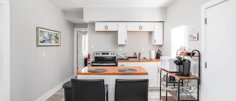 Bar seating in the functional kitchen